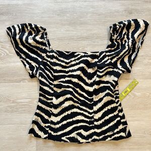 Gianni Bini Zebra Top Puff Sleeves Women's-Size 6